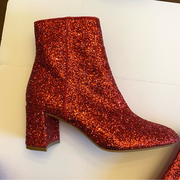 Mansur Gavriel Red Glitter Ankle Boots 35 - Picture 5 of 13